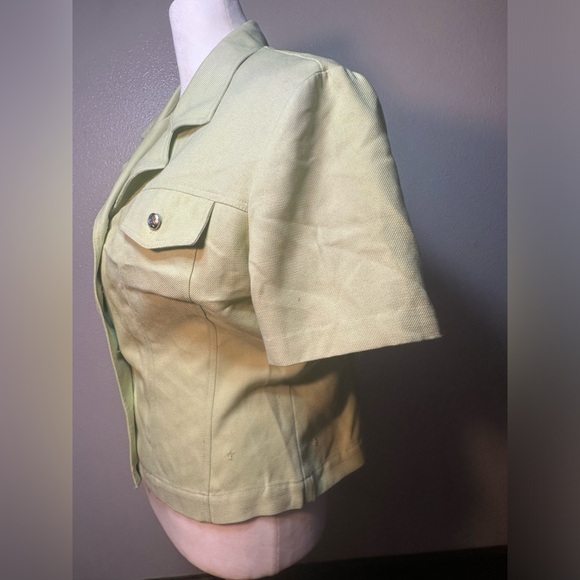 Vintage Y2K retro western soft line green woman size 6 blazer top - Picture 6 of 13